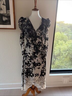 Mango Floral Wrap Midi Dress